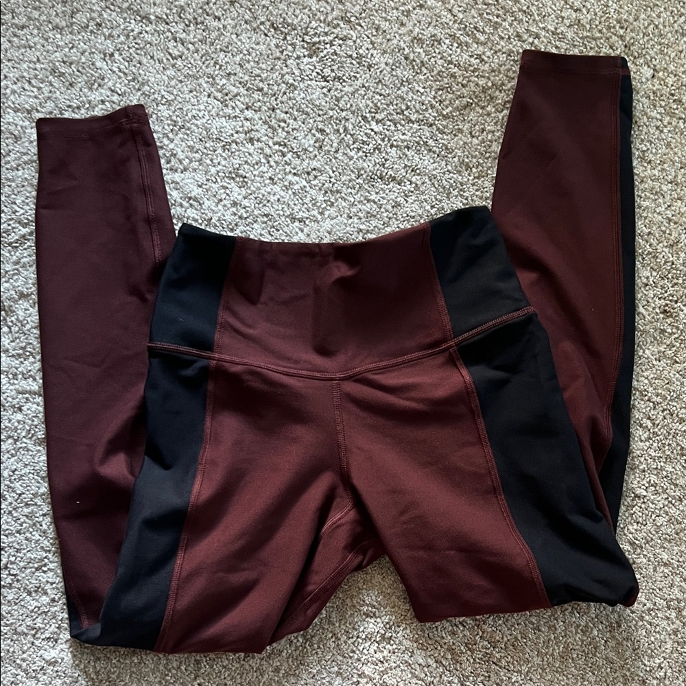 Stylish Maroon and Black Women's Leggings